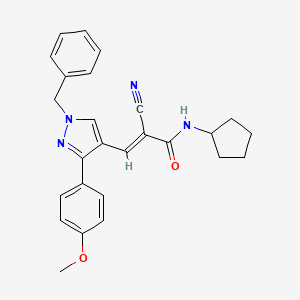 molecular formula C26H26N4O2 B4584144 3-[1-benzyl-3-(4-methoxyphenyl)-1H-pyrazol-4-yl]-2-cyano-N-cyclopentylacrylamide 