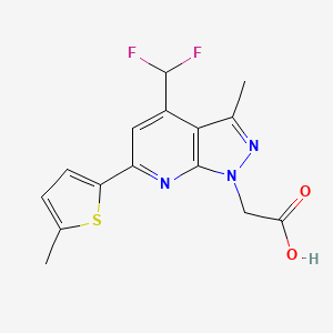 molecular formula C15H13F2N3O2S B4584159 [4-(difluoromethyl)-3-methyl-6-(5-methyl-2-thienyl)-1H-pyrazolo[3,4-b]pyridin-1-yl]acetic acid 