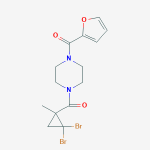 molecular formula C14H16Br2N2O3 B458419 1-[(2,2-Dibromo-1-methylcyclopropyl)carbonyl]-4-(2-furoyl)piperazine 