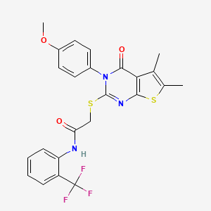 molecular formula C24H20F3N3O3S2 B4584245 2-{[3-(4-methoxyphenyl)-5,6-dimethyl-4-oxo-3,4-dihydrothieno[2,3-d]pyrimidin-2-yl]thio}-N-[2-(trifluoromethyl)phenyl]acetamide 