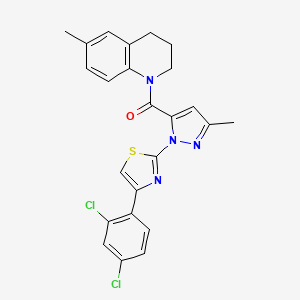 molecular formula C24H20Cl2N4OS B4584290 1-({1-[4-(2,4-dichlorophenyl)-1,3-thiazol-2-yl]-3-methyl-1H-pyrazol-5-yl}carbonyl)-6-methyl-1,2,3,4-tetrahydroquinoline 