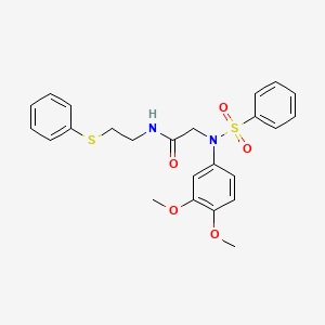 molecular formula C24H26N2O5S2 B4584303 N~2~-(3,4-二甲氧苯基)-N~2~-(苯磺酰基)-N~1~-[2-(苯硫基)乙基]甘氨酰胺 