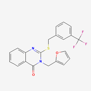 molecular formula C21H15F3N2O2S B4584307 3-(2-呋喃甲基)-2-{[3-(三氟甲基)苄基]硫代}-4(3H)-喹唑啉酮 