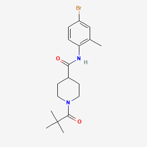 molecular formula C18H25BrN2O2 B4584323 N-(4-bromo-2-methylphenyl)-1-(2,2-dimethylpropanoyl)-4-piperidinecarboxamide 