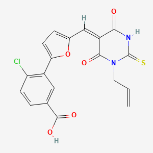 molecular formula C19H13ClN2O5S B4584345 3-{5-[(1-烯丙基-4,6-二氧代-2-硫代氧代四氢-5(2H)-嘧啶亚甲基]-2-呋喃基}-4-氯苯甲酸 