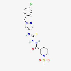 molecular formula C18H23ClN6O3S2 B4584358 N-[1-(4-chlorobenzyl)-1H-pyrazol-4-yl]-2-{[1-(methylsulfonyl)-3-piperidinyl]carbonyl}hydrazinecarbothioamide 