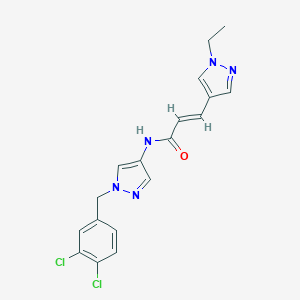 molecular formula C18H17Cl2N5O B458436 N-[1-(3,4-dichlorobenzyl)-1H-pyrazol-4-yl]-3-(1-ethyl-1H-pyrazol-4-yl)acrylamide 