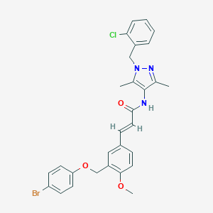 molecular formula C29H27BrClN3O3 B458437 3-{3-[(4-bromophenoxy)methyl]-4-methoxyphenyl}-N-[1-(2-chlorobenzyl)-3,5-dimethyl-1H-pyrazol-4-yl]acrylamide 