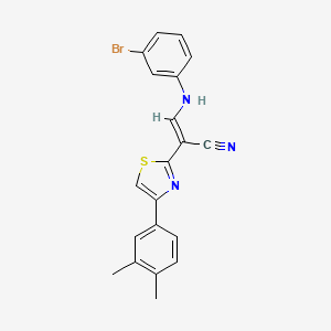 molecular formula C20H16BrN3S B4584402 3-[(3-bromophenyl)amino]-2-[4-(3,4-dimethylphenyl)-1,3-thiazol-2-yl]acrylonitrile 