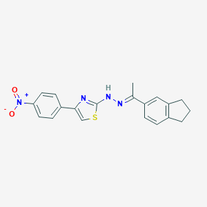 molecular formula C20H18N4O2S B458449 1-(2,3-dihydro-1H-inden-5-yl)ethanone (4-{4-nitrophenyl}-1,3-thiazol-2-yl)hydrazone 