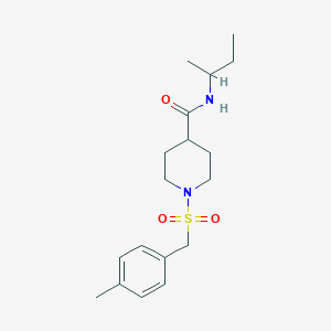 molecular formula C18H28N2O3S B4584505 N-(仲丁基)-1-[(4-甲基苄基)磺酰基]-4-哌啶甲酰胺 