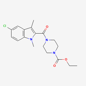 molecular formula C18H22ClN3O3 B4584546 4-[(5-氯-1,3-二甲基-1H-吲哚-2-基)羰基]-1-哌嗪羧酸乙酯 