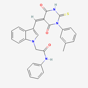 molecular formula C28H22N4O3S B4584557 2-(3-{[1-(3-甲基苯基)-4,6-二氧代-2-硫代氧杂四氢-5(2H)-嘧啶亚甲基]-1H-吲哚-1-基}-N-苯基乙酰胺 