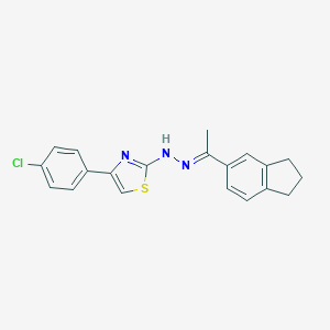 molecular formula C20H18ClN3S B458456 1-(2,3-dihydro-1H-inden-5-yl)ethanone [4-(4-chlorophenyl)-1,3-thiazol-2-yl]hydrazone 