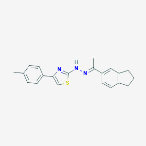 molecular formula C21H21N3S B458457 1-(2,3-dihydro-1H-inden-5-yl)ethanone [4-(4-methylphenyl)-1,3-thiazol-2-yl]hydrazone 