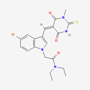 molecular formula C20H21BrN4O3S B4584577 2-{5-bromo-3-[(1-methyl-4,6-dioxo-2-thioxotetrahydro-5(2H)-pyrimidinylidene)methyl]-1H-indol-1-yl}-N,N-diethylacetamide 