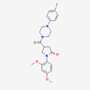 molecular formula C23H26FN3O4 B4584601 1-(2,4-dimethoxyphenyl)-4-{[4-(4-fluorophenyl)-1-piperazinyl]carbonyl}-2-pyrrolidinone 