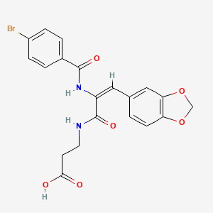 molecular formula C20H17BrN2O6 B4584650 N-{3-(1,3-benzodioxol-5-yl)-2-[(4-bromobenzoyl)amino]acryloyl}-beta-alanine 