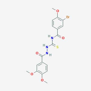 molecular formula C18H18BrN3O5S B4584705 3-溴-N-{[2-(3,4-二甲氧基苯甲酰)肼基]碳硫酰基}-4-甲氧基苯甲酰胺 