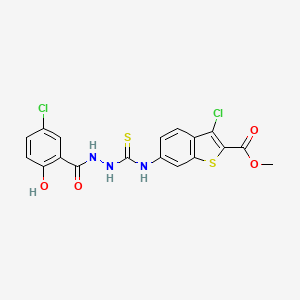 molecular formula C18H13Cl2N3O4S2 B4584718 methyl 3-chloro-6-({[2-(5-chloro-2-hydroxybenzoyl)hydrazino]carbonothioyl}amino)-1-benzothiophene-2-carboxylate 