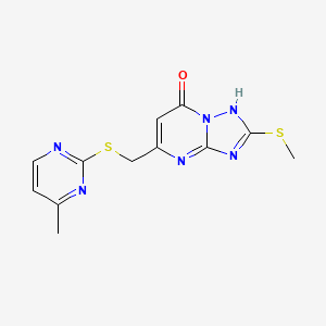 molecular formula C12H12N6OS2 B4584742 5-{[(4-methyl-2-pyrimidinyl)thio]methyl}-2-(methylthio)[1,2,4]triazolo[1,5-a]pyrimidin-7(4H)-one 