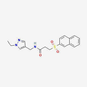 molecular formula C19H21N3O3S B4584747 N-[(1-乙基-1H-吡唑-4-基)甲基]-3-(2-萘磺酰基)丙酰胺 