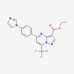 molecular formula C19H14F3N5O2 B4584752 ethyl 5-[4-(1H-imidazol-1-yl)phenyl]-7-(trifluoromethyl)pyrazolo[1,5-a]pyrimidine-3-carboxylate 