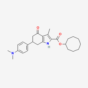 molecular formula C26H34N2O3 B4584758 环辛基6-[4-(二甲氨基)苯基]-3-甲基-4-氧代-4,5,6,7-四氢-1H-吲哚-2-羧酸酯 