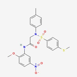 molecular formula C23H23N3O6S2 B4584814 N~1~-(2-methoxy-5-nitrophenyl)-N~2~-(4-methylphenyl)-N~2~-{[4-(methylthio)phenyl]sulfonyl}glycinamide 