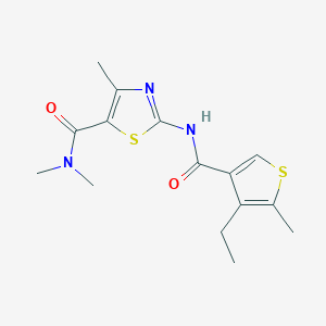 molecular formula C15H19N3O2S2 B4584855 2-{[(4-ethyl-5-methyl-3-thienyl)carbonyl]amino}-N,N,4-trimethyl-1,3-thiazole-5-carboxamide 