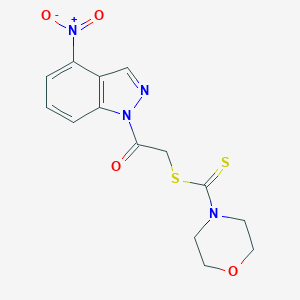 molecular formula C14H14N4O4S2 B458486 2-{4-nitro-1H-indazol-1-yl}-2-oxoethyl 4-morpholinecarbodithioate 