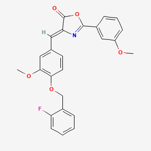 molecular formula C25H20FNO5 B4584908 4-{4-[(2-氟苄基)氧基]-3-甲氧基苄亚叉）-2-(3-甲氧基苯基)-1,3-恶唑-5(4H)-酮 