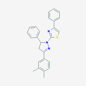 molecular formula C26H23N3S B458492 2-[3-(3,4-dimethylphenyl)-5-phenyl-4,5-dihydro-1H-pyrazol-1-yl]-4-phenyl-1,3-thiazole 