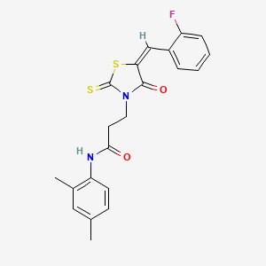 molecular formula C21H19FN2O2S2 B4584928 N-(2,4-dimethylphenyl)-3-[5-(2-fluorobenzylidene)-4-oxo-2-thioxo-1,3-thiazolidin-3-yl]propanamide 