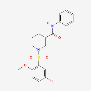 molecular formula C19H21FN2O4S B4584955 1-[(5-fluoro-2-methoxyphenyl)sulfonyl]-N-phenyl-3-piperidinecarboxamide 