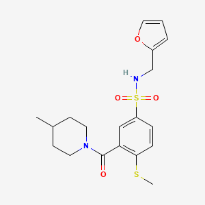 molecular formula C19H24N2O4S2 B4584956 N-(2-呋喃甲基)-3-[(4-甲基-1-哌啶基)羰基]-4-(甲硫基)苯磺酰胺 