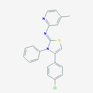 molecular formula C21H16ClN3S B458496 N-(4-(4-chlorophenyl)-3-phenyl-1,3-thiazol-2(3H)-ylidene)-N-(4-methyl-2-pyridinyl)amine 
