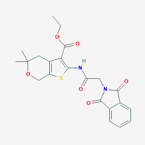molecular formula C22H22N2O6S B458498 Ethyl 2-[[2-(1,3-dioxoisoindol-2-yl)acetyl]amino]-5,5-dimethyl-4,7-dihydrothieno[2,3-c]pyran-3-carboxylate CAS No. 118039-26-2