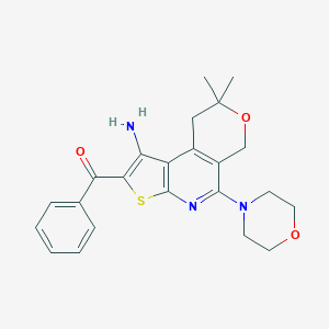 molecular formula C23H25N3O3S B458499 [1-amino-8,8-dimethyl-5-(4-morpholinyl)-8,9-dihydro-6H-pyrano[4,3-d]thieno[2,3-b]pyridin-2-yl](phenyl)methanone 