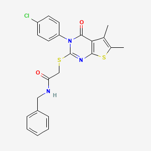 molecular formula C23H20ClN3O2S2 B4585010 N-benzyl-2-{[3-(4-chlorophenyl)-5,6-dimethyl-4-oxo-3,4-dihydrothieno[2,3-d]pyrimidin-2-yl]thio}acetamide 