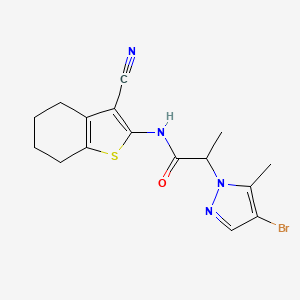 molecular formula C16H17BrN4OS B4585032 2-(4-bromo-5-methyl-1H-pyrazol-1-yl)-N-(3-cyano-4,5,6,7-tetrahydro-1-benzothien-2-yl)propanamide 
