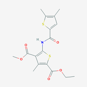 molecular formula C17H19NO5S2 B4585042 2-ethyl 4-methyl 5-{[(4,5-dimethyl-2-thienyl)carbonyl]amino}-3-methyl-2,4-thiophenedicarboxylate 