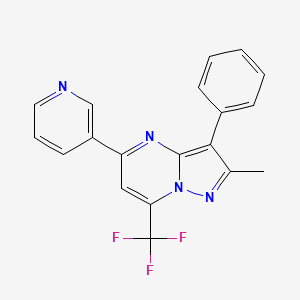 molecular formula C19H13F3N4 B4585050 2-methyl-3-phenyl-5-(3-pyridinyl)-7-(trifluoromethyl)pyrazolo[1,5-a]pyrimidine 