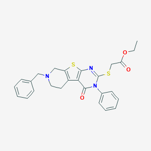 Ethyl [(7-benzyl-4-oxo-3-phenyl-3,4,5,6,7,8-hexahydropyrido[4',3':4,5]thieno[2,3-d]pyrimidin-2-yl)sulfanyl]acetate