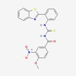 molecular formula C22H16N4O4S2 B4585066 N-({[2-(1,3-benzothiazol-2-yl)phenyl]amino}carbonothioyl)-4-methoxy-3-nitrobenzamide 