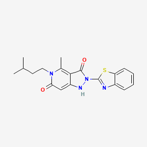 molecular formula C19H20N4O2S B4585075 2-(1,3-benzothiazol-2-yl)-4-methyl-5-(3-methylbutyl)-1H-pyrazolo[4,3-c]pyridine-3,6(2H,5H)-dione 