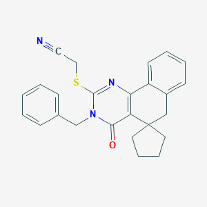 molecular formula C25H23N3OS B458508 2-(3-benzyl-4-oxospiro[6H-benzo[h]quinazoline-5,1'-cyclopentane]-2-yl)sulfanylacetonitrile CAS No. 330454-30-3