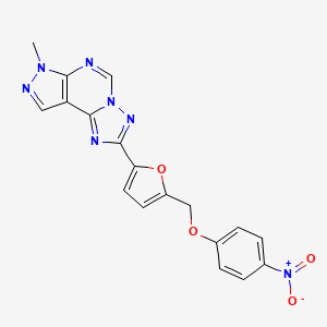 molecular formula C18H13N7O4 B4585090 7-methyl-2-{5-[(4-nitrophenoxy)methyl]-2-furyl}-7H-pyrazolo[4,3-e][1,2,4]triazolo[1,5-c]pyrimidine 