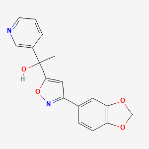 molecular formula C17H14N2O4 B4585117 1-[3-(1,3-benzodioxol-5-yl)isoxazol-5-yl]-1-pyridin-3-ylethanol 