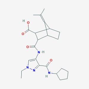 molecular formula C23H32N4O4 B4585121 3-[({3-[(环戊基氨基)羰基]-1-乙基-1H-吡唑-4-基}氨基)羰基]-7-(1-甲基乙叉基)双环[2.2.1]庚烷-2-羧酸 
